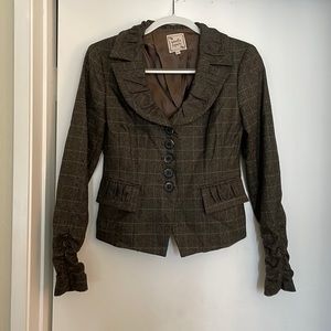 Nanette Lepore vintage brown plaid blazer. Size 4.